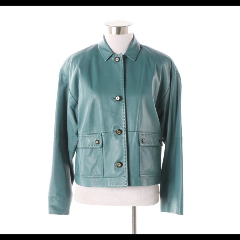 Smooth teal leather jacket